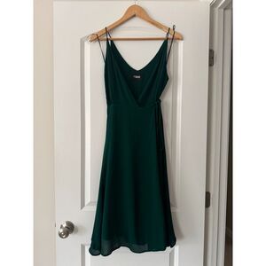 Reformation Green Wrap Dress Womens Medium V-Neck Spaghetti Strap Midi